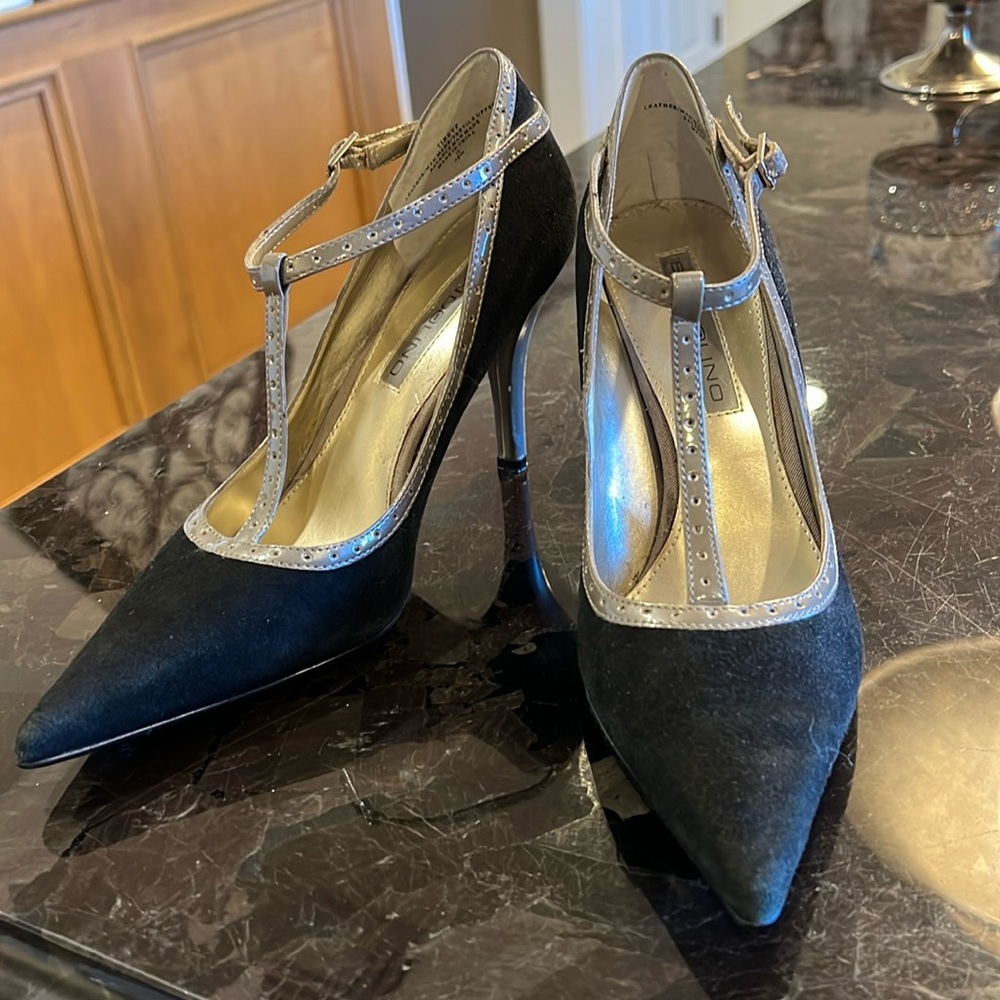 Black suede stilettos